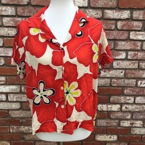 JAMS WORLD 'RED STAR' SHORT SLEEVE FLORAL BLOUSE